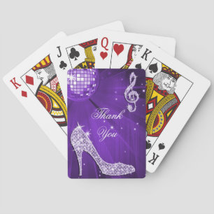 Sparkle Heels Purple Disco Ball Birthday Thank You Playing Cards