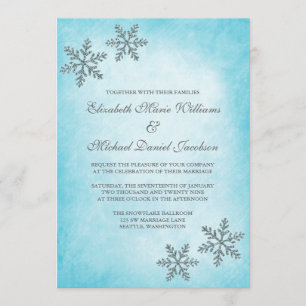 Sparkle hiver Snowflakes Invitations de mariage Tu