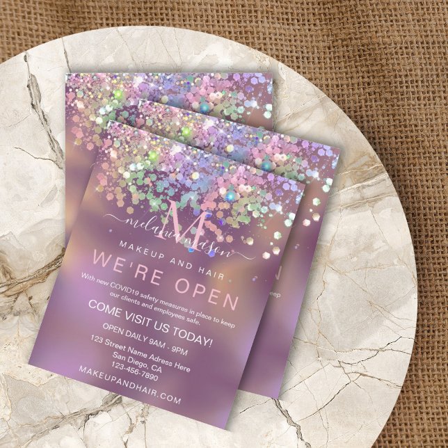 Sparkle Holographic Glitter Elegant Makeup Artist Flyer (Creator Uploaded)