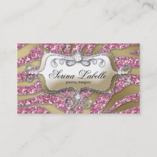Sparkle Jewellery Business Card Zebra Gold Pink 5