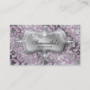 Sparkle Jewellery Business Card Zebra Ice Pink