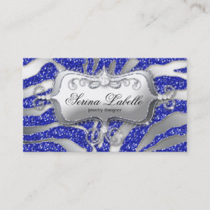 Sparkle Jewellery Business Card Zebra Silver Blue 