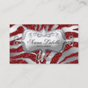 Sparkle Jewellery Business Card Zebra Silver Red H
