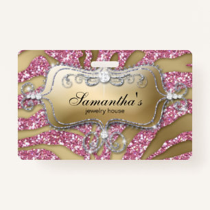 Sparkle Jewellery Zebra Gold Pink Badge