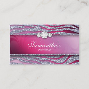 Sparkle Jewellery Zebra Plum Pink Glitter Business Card