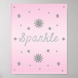 Sparkle Light Pink with Silver Glitter Poster