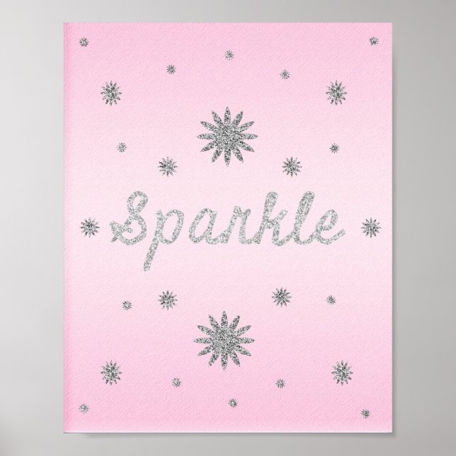 Sparkle Light Pink with Silver Glitter Poster (Front)