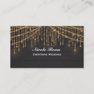Sparkle Lights Rustic Wood Glam Chic Business Card