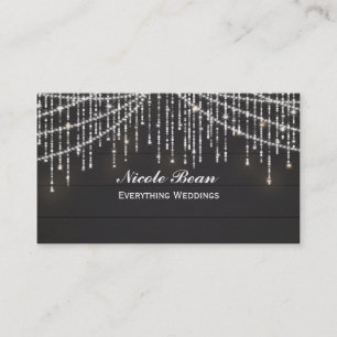 Sparkle Lights Rustic Wood Glam Chic Business Card