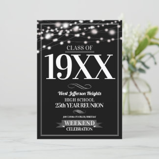 Sparkle Lights School Colours Class Reunion Invitation