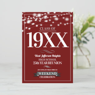 Sparkle Lights School Colours Class Reunion Invitation