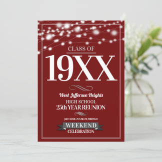 Sparkle Lights School Colours Class Reunion Invitation