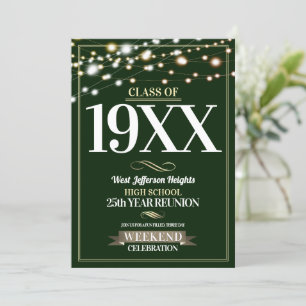 Sparkle Lights School Colours Class Reunion Invitation