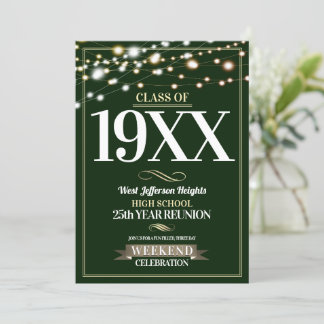Sparkle Lights School Colours Class Reunion Invitation