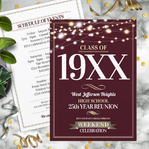 Sparkle Lights School Colours Class Reunion Invitation