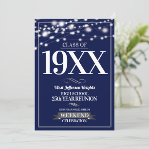 Sparkle Lights School Colours Class Reunion Invitation