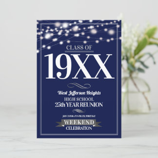 Sparkle Lights School Colours Class Reunion Invitation