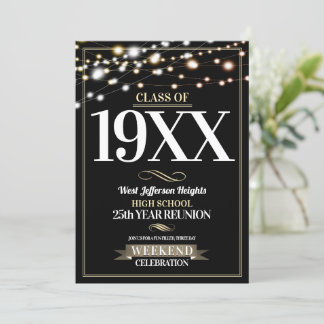 Sparkle Lights School Colours Class Reunion Invitation