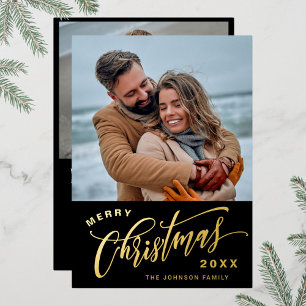 Sparkle Merry Christmas 2 PHOTO Greeting Foil Holiday Card