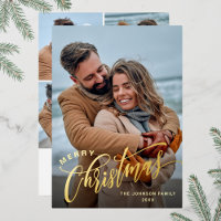 Sparkle Merry Christmas 5 PHOTO Greeting Gold