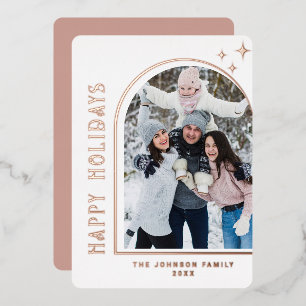 Sparkle Modern Christmas PHOTO Greeting Gold Foil Holiday Card