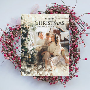 Sparkle modern elegant Christmas photo card