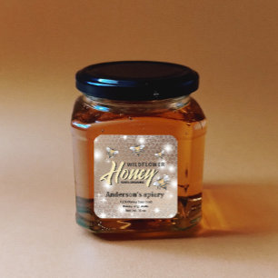 Sparkle modern elegant honey bees honey jar label