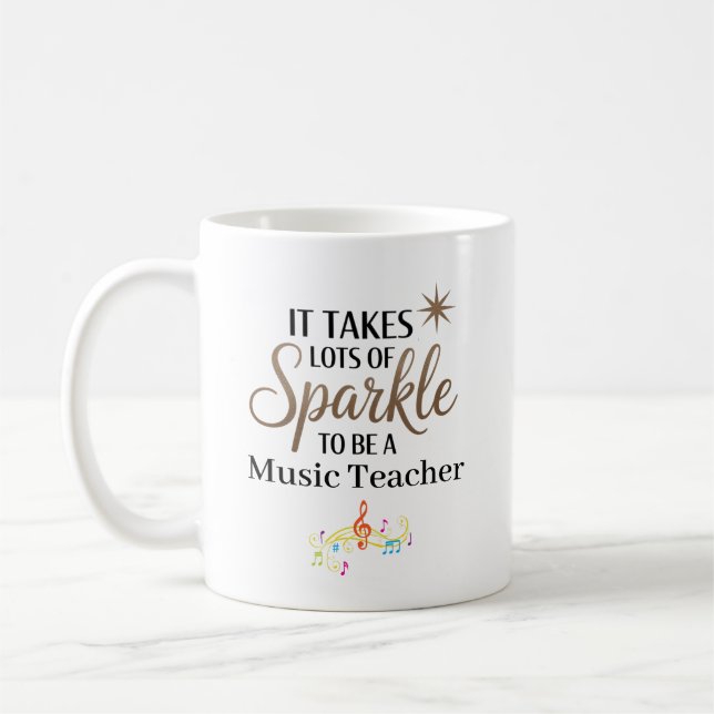 Sparkle Music Teacher Personalized Coffee Mug (Left)