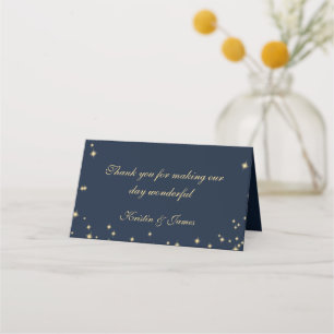 Sparkle Navy Blue and Gold Seating Place Card