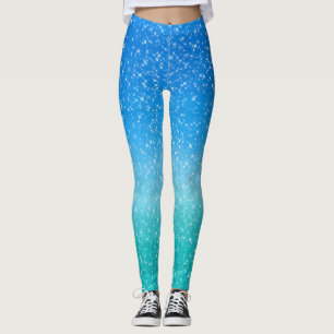  Sparkle Ombre Blue and Green glitter  Leggings