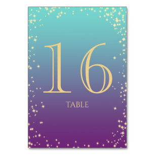 Sparkle Ombre' Teal and Purple  Table Number