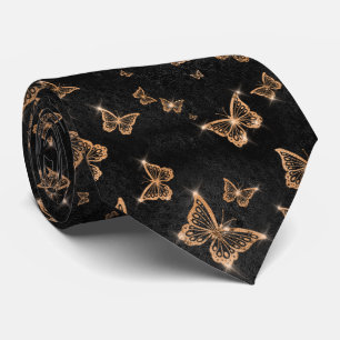 Sparkle Orange Glam Butterflies  Tie