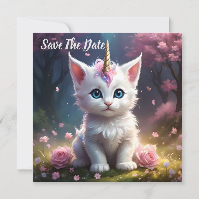 "Sparkle Paws: The Enchanting Unicorn Kitten" Save The Date (Front)