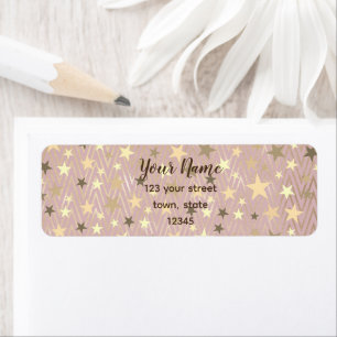 Sparkle Pink and Gold Star Pattern Return Address