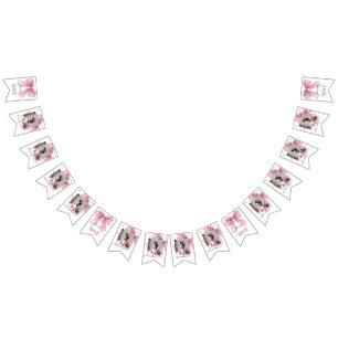 Sparkle Pink Coquette Bow 1st Bunting Flags