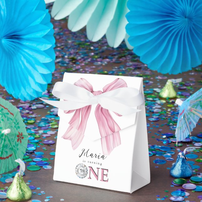 Sparkle Pink Coquette Bow 1st Favor Box (Party)