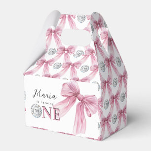 Sparkle Pink Coquette Bow 1st Favor Box