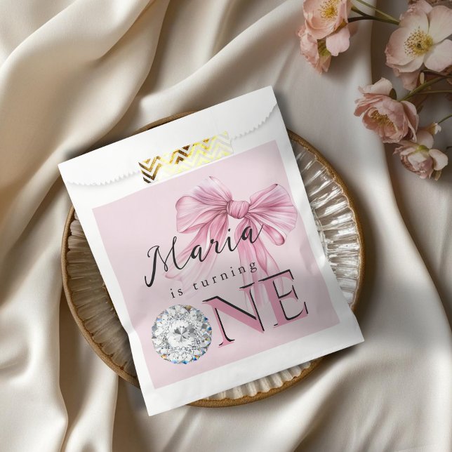 Sparkle Pink Coquette Bow 1st Favour Bag (Creator Uploaded)