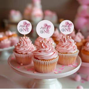 Sparkle Pink Coquette Bow 1st Favour Tags