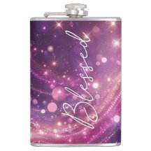 Sparkle pink Flask, says Blessed