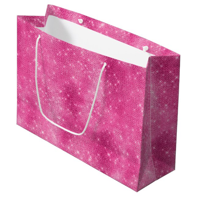 Sparkle Pink Glam Birthday Large Gift Bag (Front Angled)