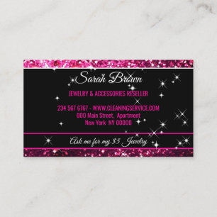 Sparkle Pink Glitz Glam Starlust light Business Card