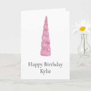 Sparkle Pink Gold Glam Unicorn Birthday Card