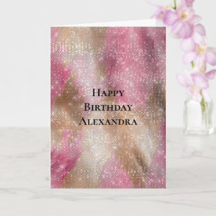 Sparkle Pink Gold Southwest Faux Cowhide Birthday Card