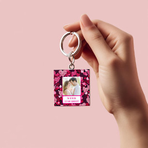 Sparkle Pink Hearts I Text Back Immediately Keychain
