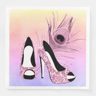 Sparkle Pink Pumps Fancy Napkin