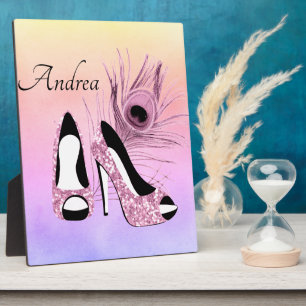 Sparkle Pink Pumps Fancy Personalized Plaque