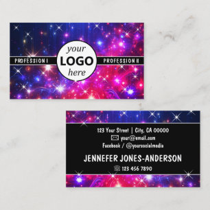 Sparkle Pink Purple Galaxy Stars Magic Energetic Business Card