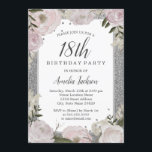 Sparkle Pink Silver Floral 18th Birthday Invitation<br><div class="desc">More pretty floral Birthday Invitations in the Little Bayleigh Store! We have used artwork from: www.createthecut.com</div>