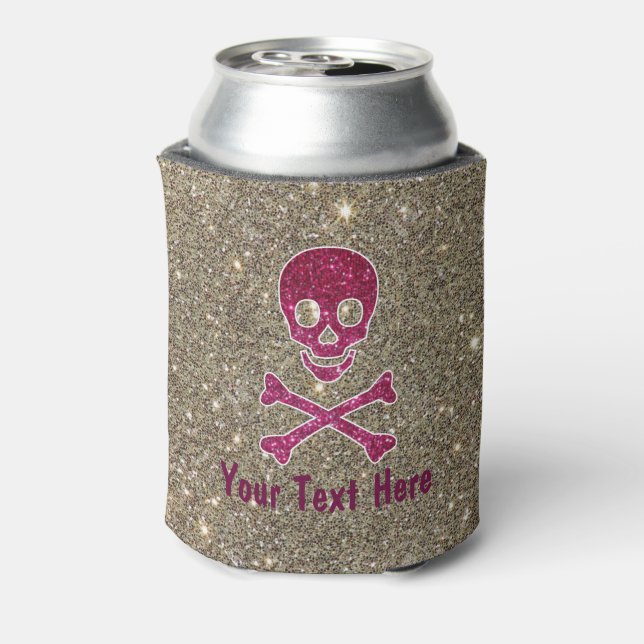 Sparkle Pink Skull Can Cooler (Can Back)